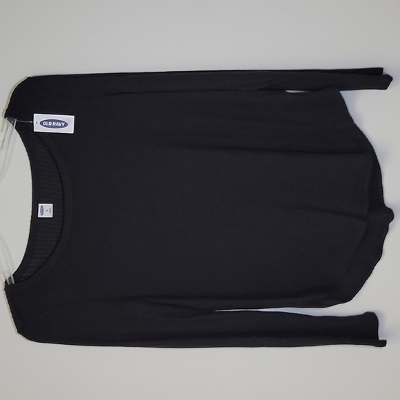 NWT Old Navy Plush rib knit long sleeve tee black XS - Picture 3 of 9
